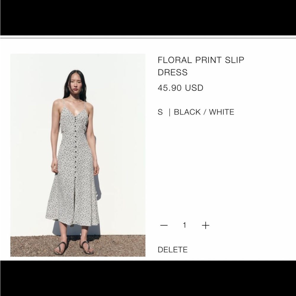ZARA Floral Print Slip Dress - Picture 2 of 8
